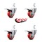 Service Caster 3 Inch Red Poly Wheel Swivel 7/8 Inch Square Stem Caster Set Total Lock Brake SCC-SQTTL20S314-PPUB-RED-78-4 - alternate 4